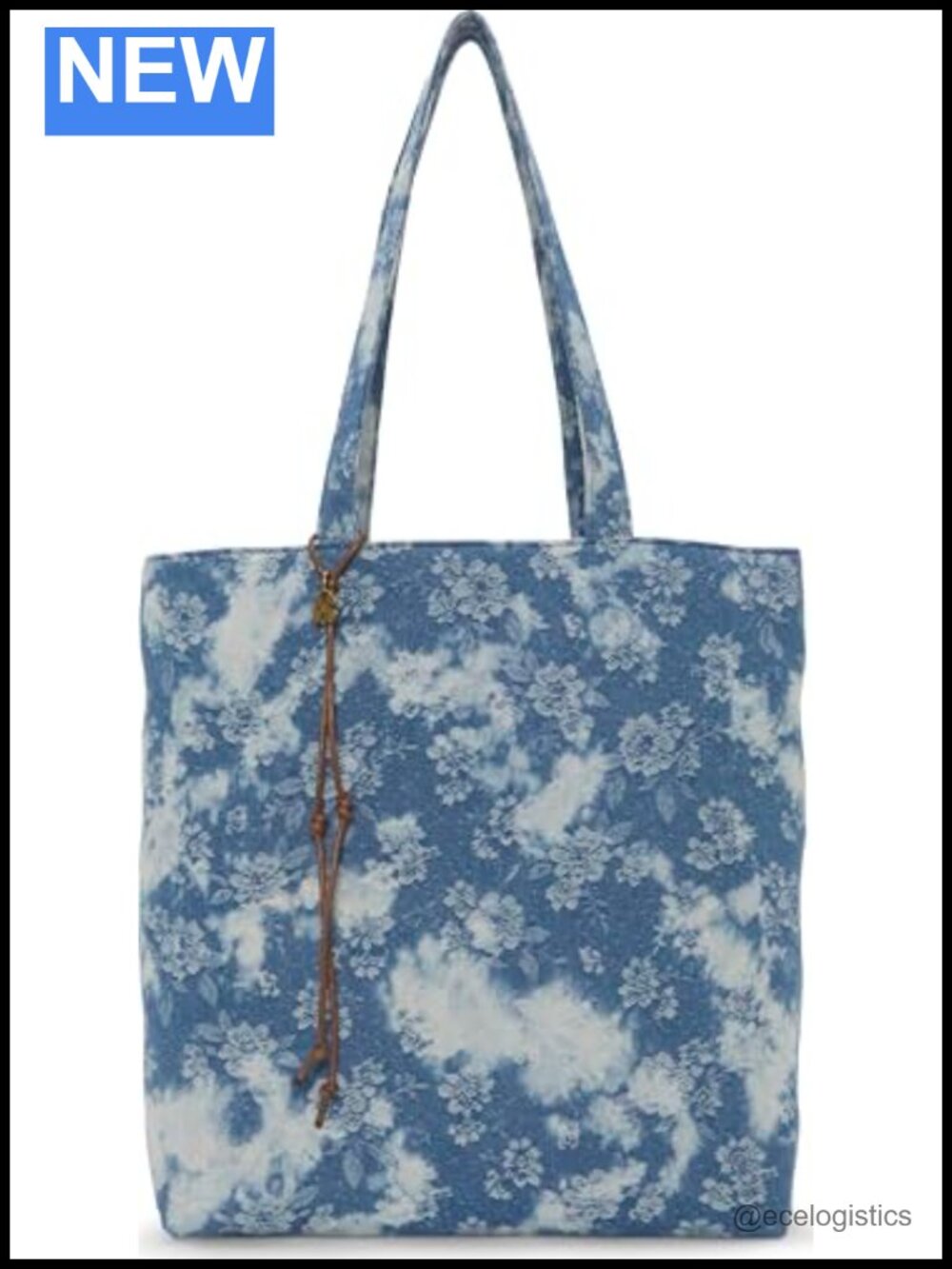 Large Cotton Shoulder Tote Bag with Magnetic Closure